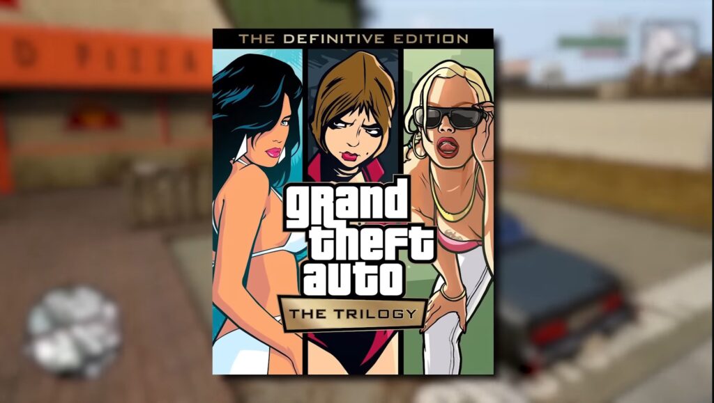GTA the Triology poster girl image screenshot in which three girls are stand in frame  