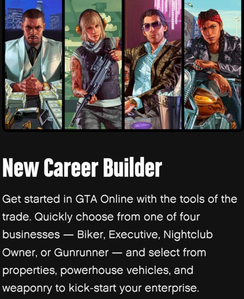 rockstar games GTA online new career builder
