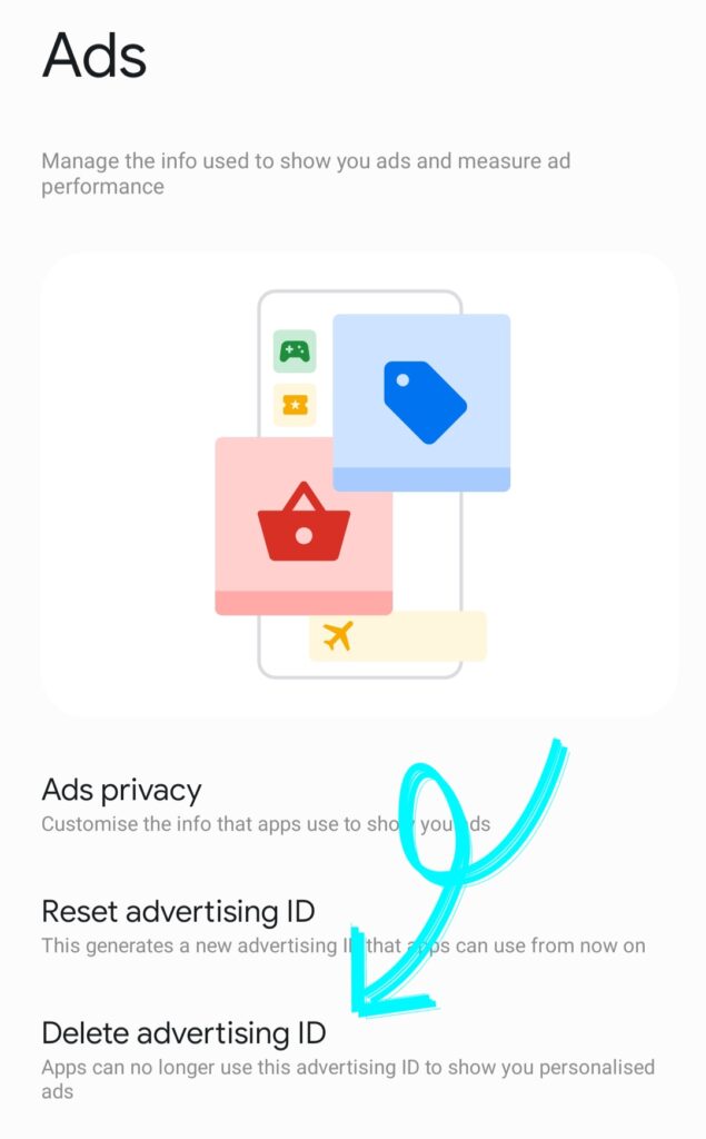 stop google ads through Delete advertising ID