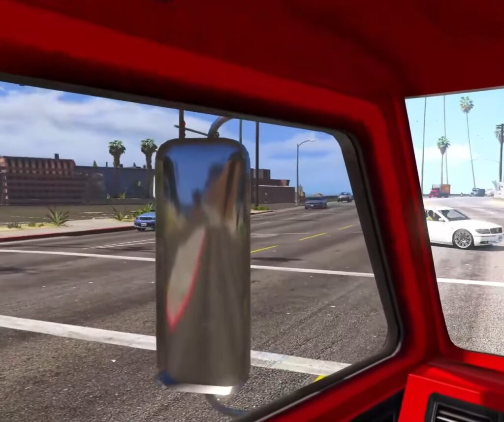 mirror view from inside a car in gta game