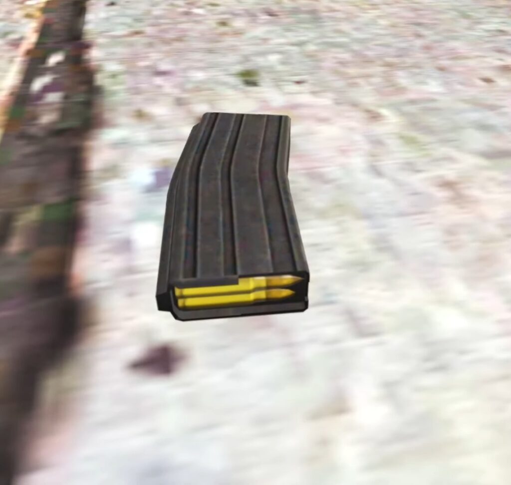 screenshot of gta game in which fully bullet loaded gun magzine is dropped
