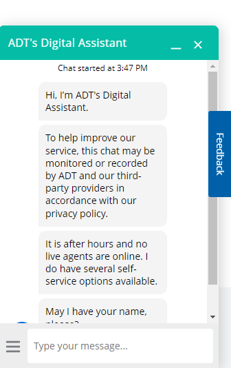 ADT Customer Service Digital Assistant