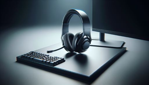 An image showcasing the sleek and minimalist design of the Monoprice 110010 Headset, highlighting its professional aesthetic suitable for gaming setups and office environments.