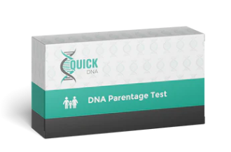White and green colored, DNA testing box with label and barcode on a plain background.