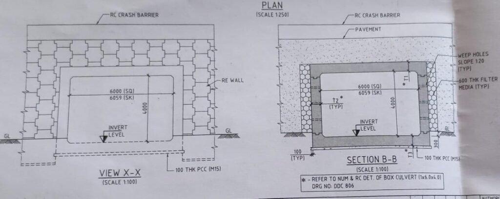 box culvert plan detail section B drawing