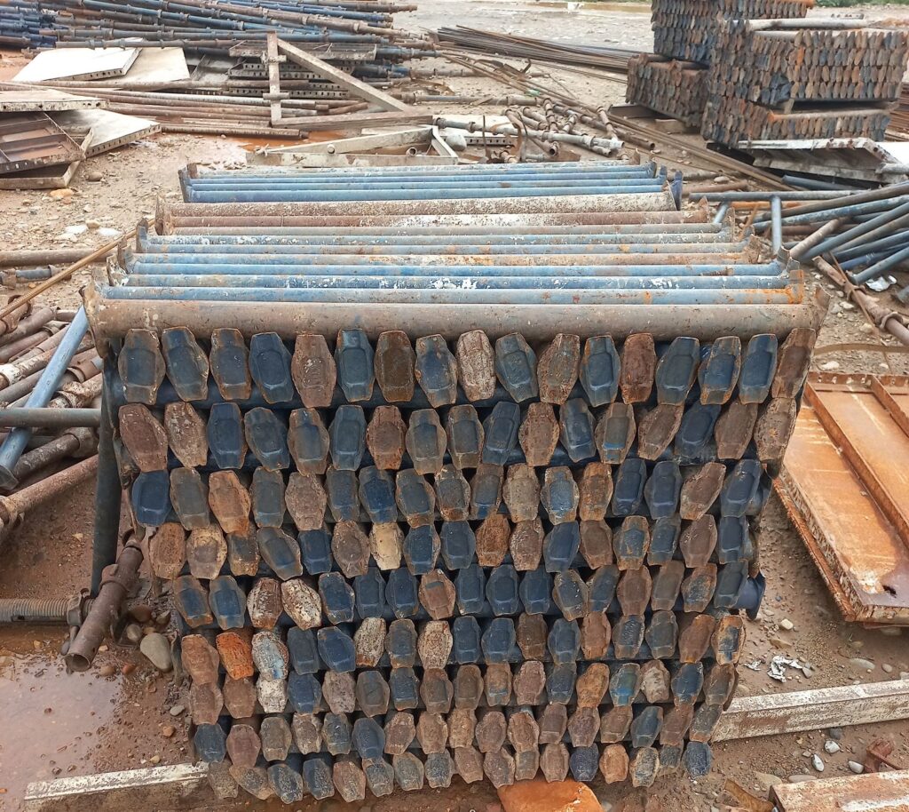 bracing pipe stored on construction side