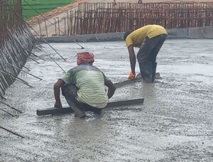 RCC concrete is used in the slab part of the structure construction