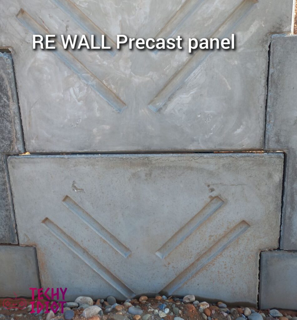 Reinforcement earth wall precast panel construction